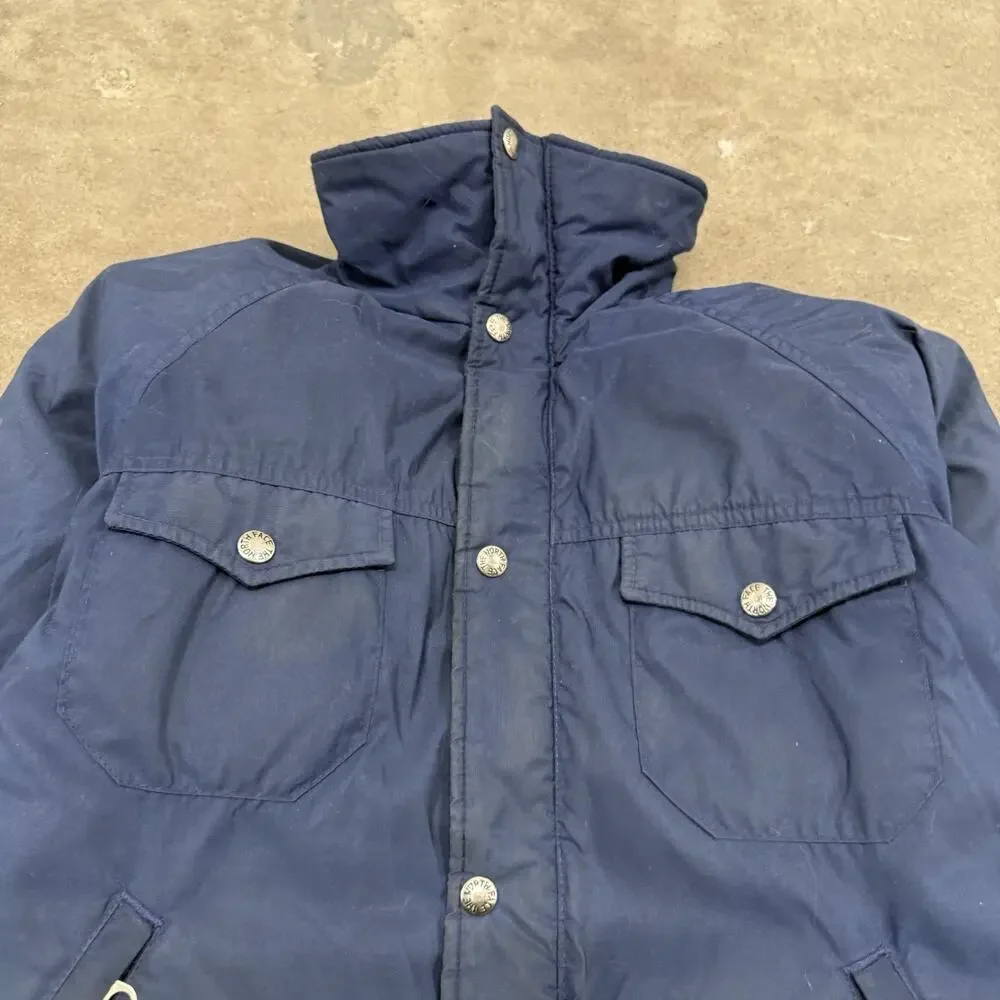 Vintage 70s The North Face TNF Goose Down Puffer Jacket Mens Sz Small Navy Blue